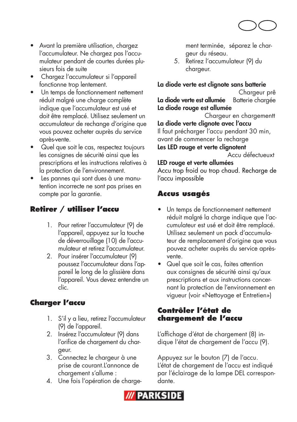 Fr ch | Parkside PWSA 18 A1 User Manual | Page 43 / 102