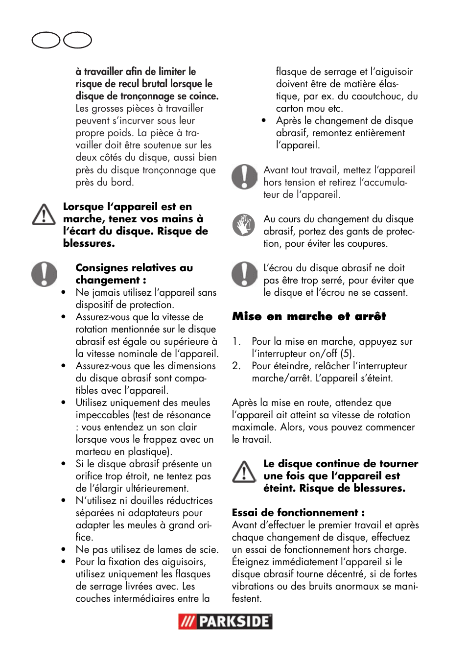 Fr ch | Parkside PWSA 18 A1 User Manual | Page 46 / 102