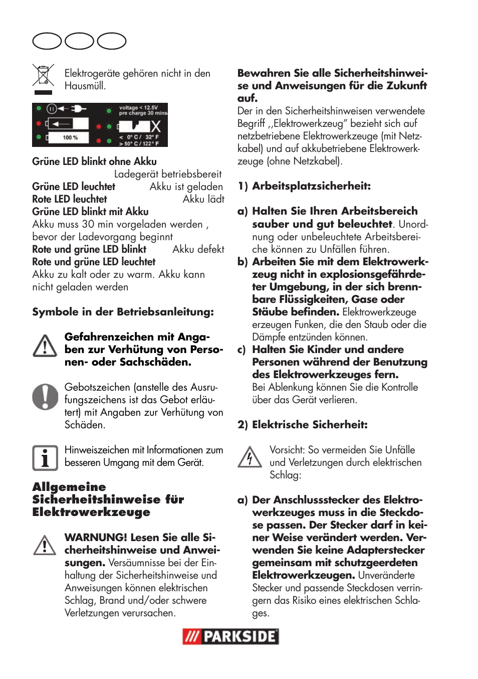 De at ch | Parkside PWSA 18 A1 User Manual | Page 8 / 102