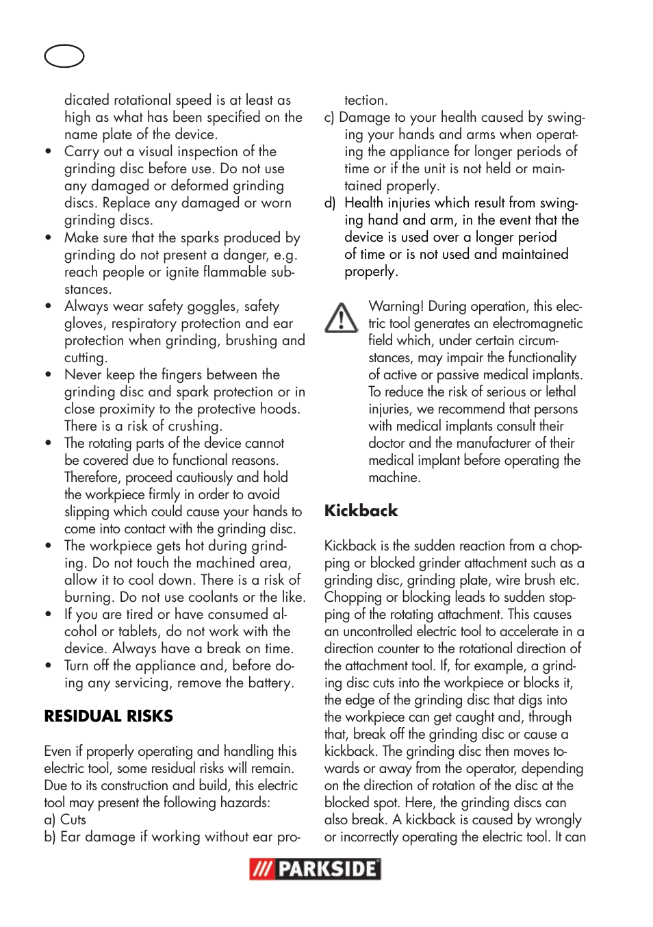 Parkside PWSA 18 A1 User Manual | Page 86 / 102