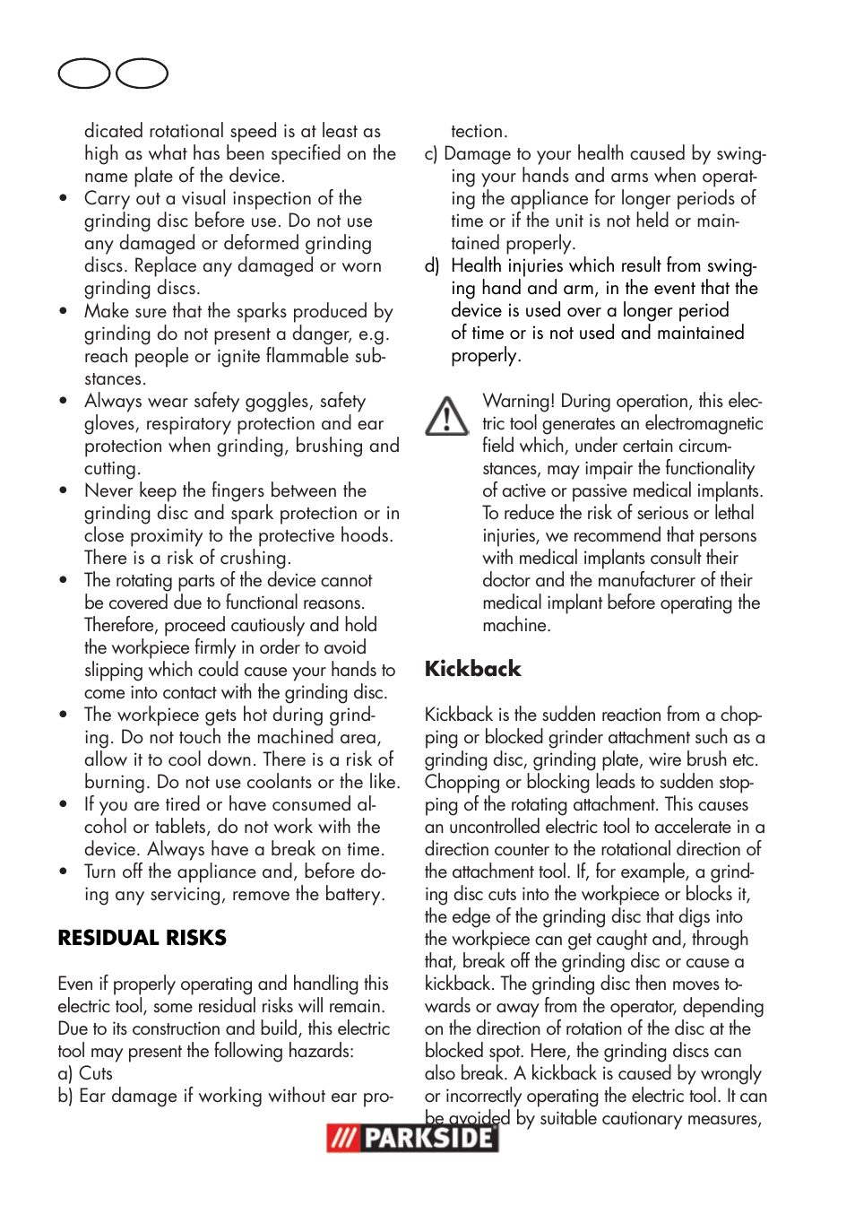Gb mt | Parkside PWSA 18 A1 User Manual | Page 38 / 78