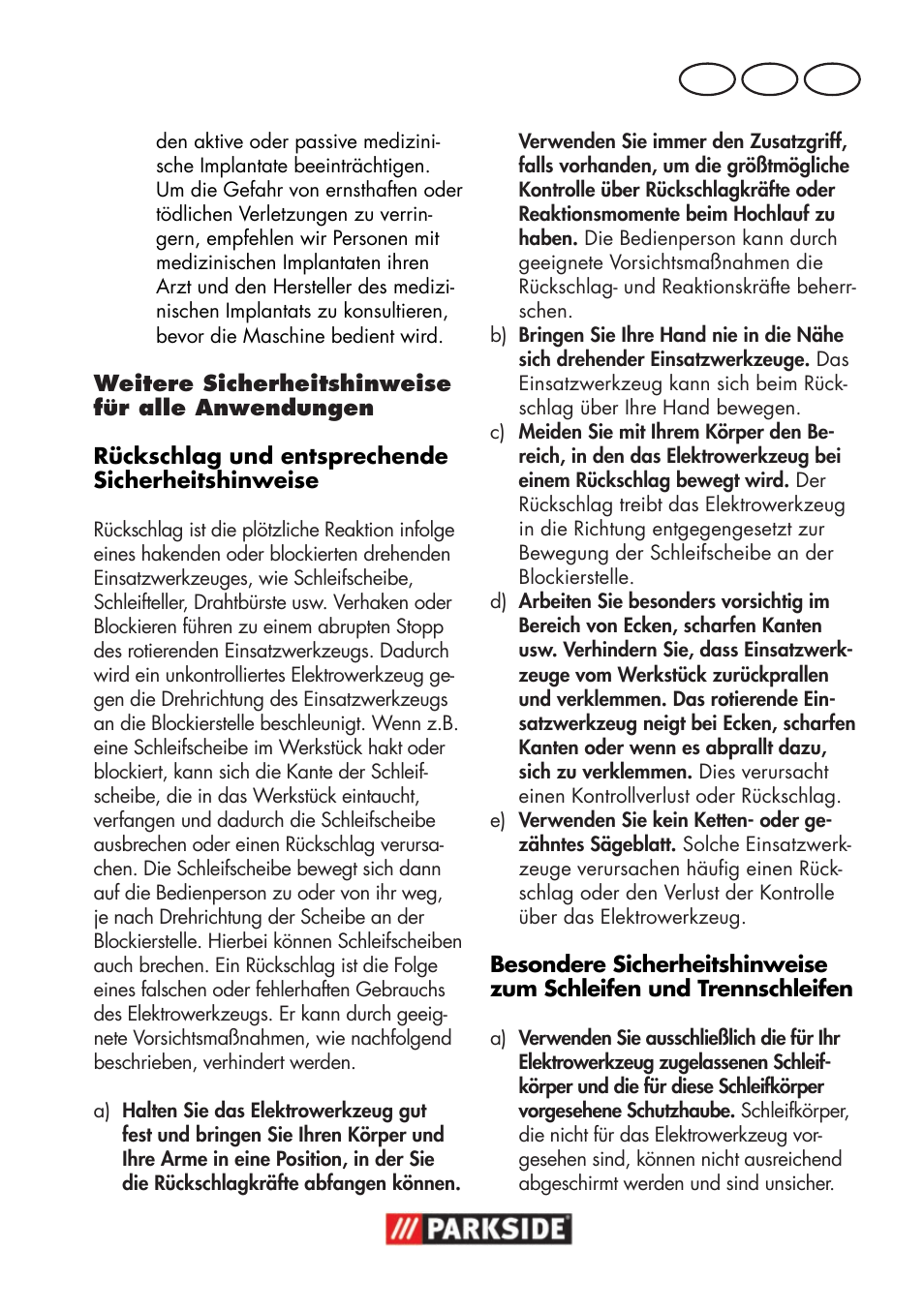 De at ch | Parkside PWSA 18 A1 User Manual | Page 63 / 78