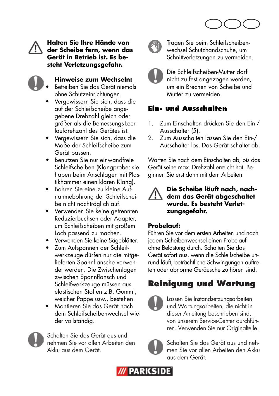 Reinigung und wartung, De at ch | Parkside PWSA 18 A1 User Manual | Page 69 / 78