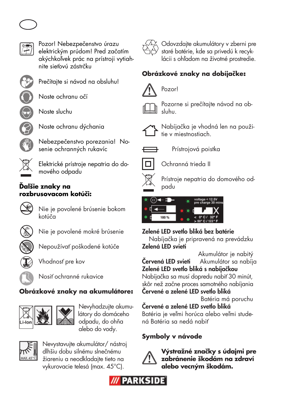 Parkside PWSA 18 A1 User Manual | Page 122 / 170