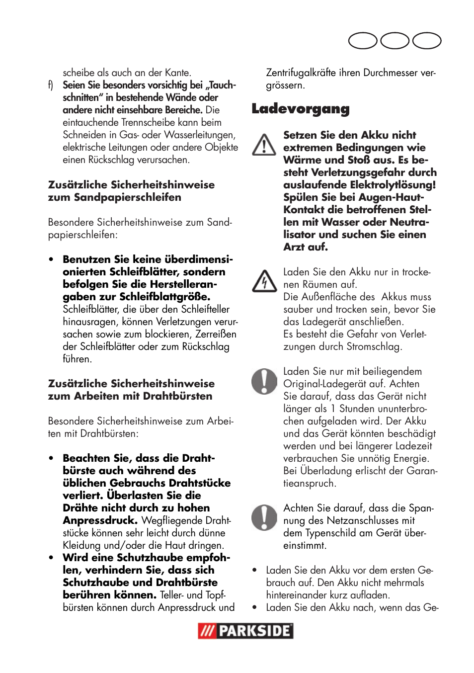 Ladevorgang, De at ch | Parkside PWSA 18 A1 User Manual | Page 155 / 170