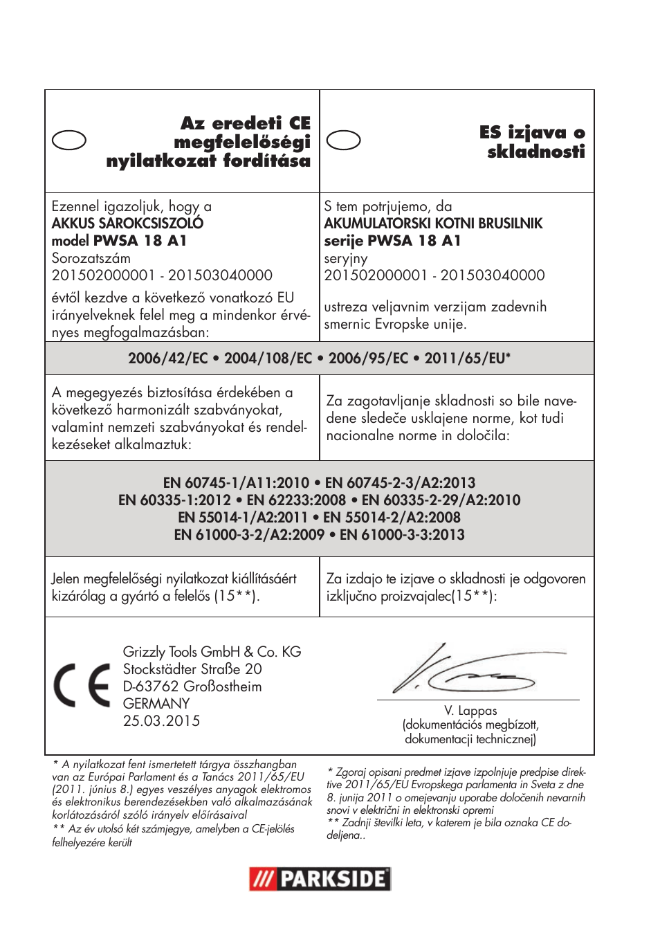 Parkside PWSA 18 A1 User Manual | Page 166 / 170