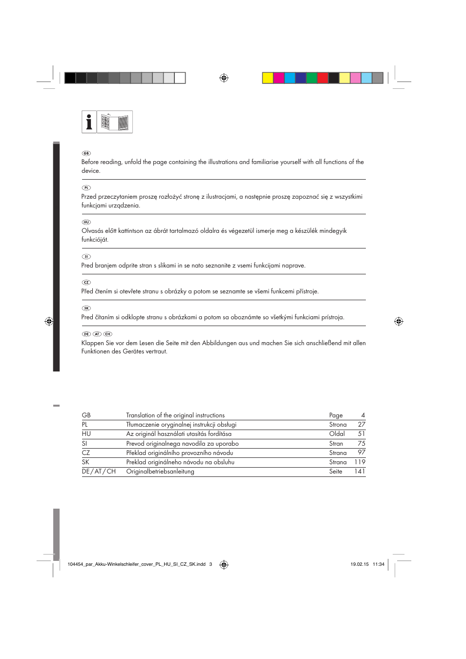 Parkside PWSA 18 A1 User Manual | Page 2 / 170