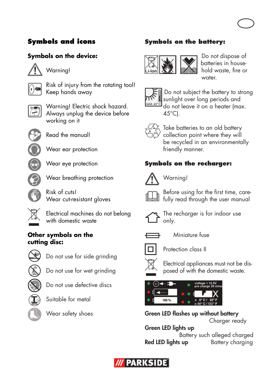 Parkside PWSA 18 A1 User Manual | Page 7 / 170