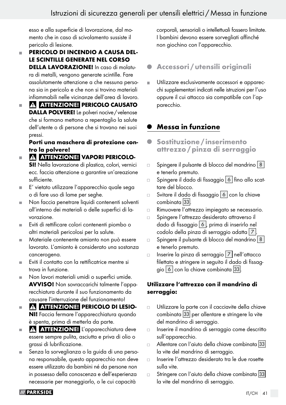 Accessori / utensili originali | Parkside PFBS 160 A1 User Manual | Page 41 / 59