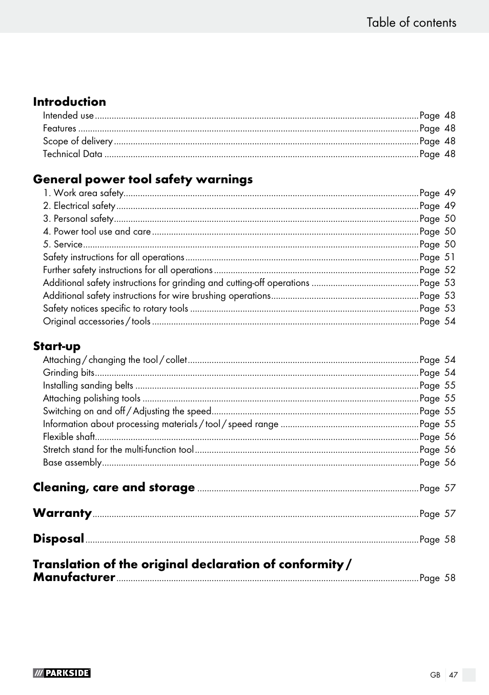 Parkside PFBS 160 A1 User Manual | Page 47 / 59