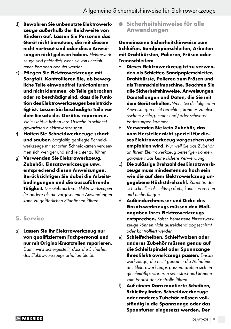 Parkside PFBS 160 A1 User Manual | Page 9 / 59
