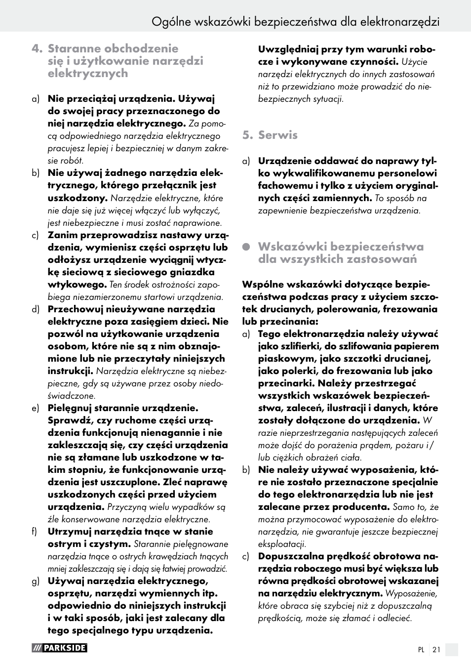 Parkside PFBS 160 A1 User Manual | Page 21 / 99