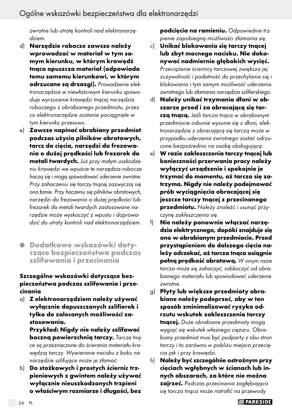 Parkside PFBS 160 A1 User Manual | Page 24 / 99
