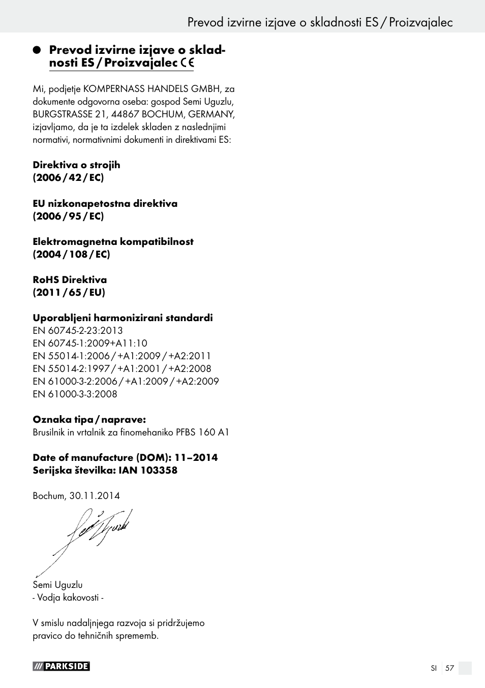 Parkside PFBS 160 A1 User Manual | Page 57 / 99