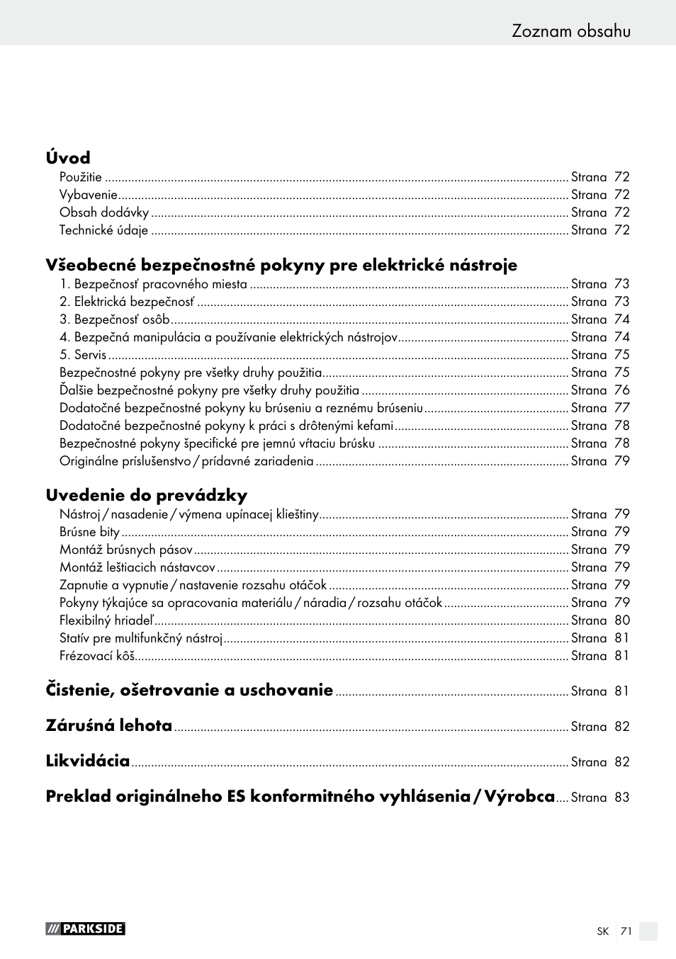 Parkside PFBS 160 A1 User Manual | Page 71 / 99