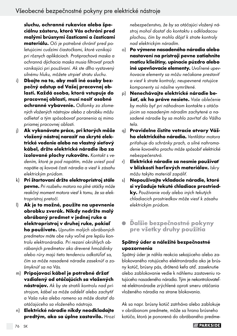 Parkside PFBS 160 A1 User Manual | Page 76 / 99