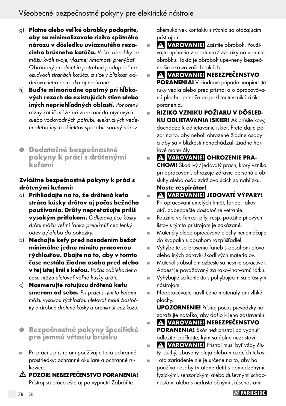 Parkside PFBS 160 A1 User Manual | Page 78 / 99
