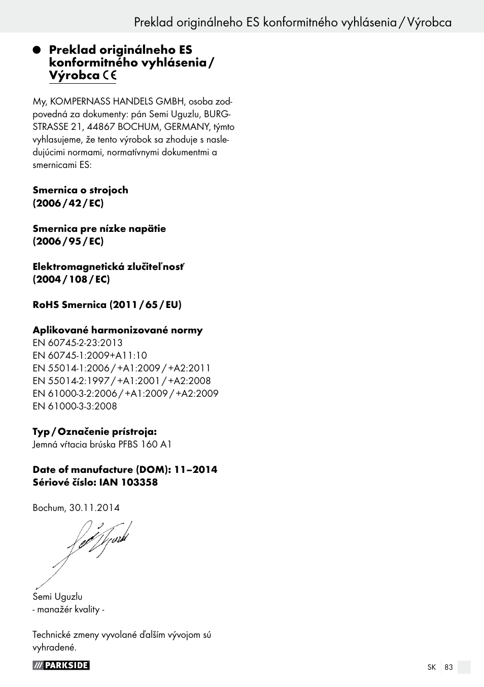Parkside PFBS 160 A1 User Manual | Page 83 / 99
