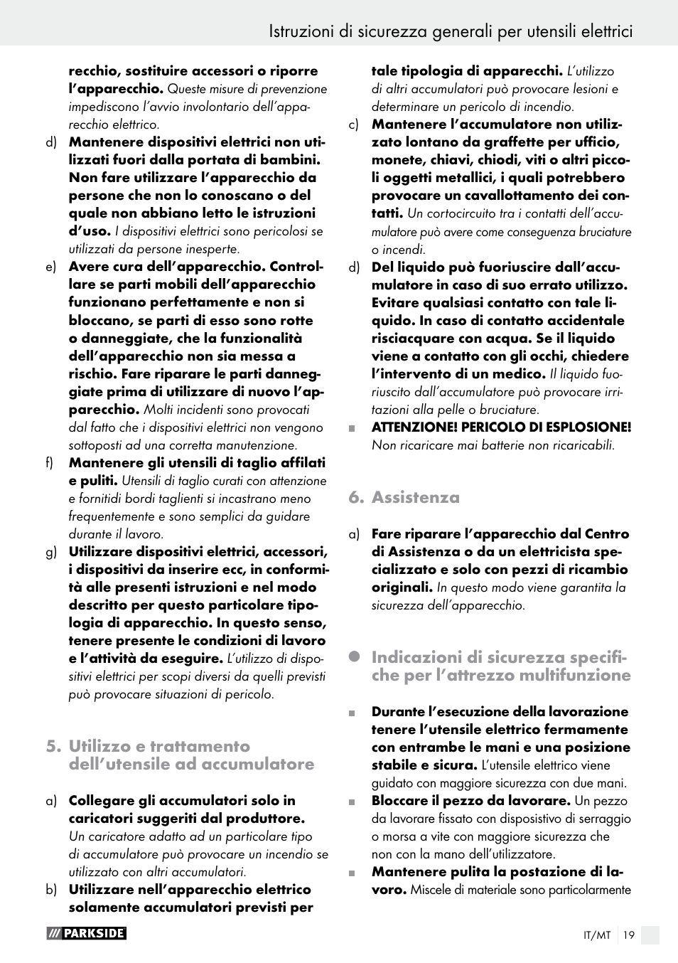 Assistenza | Parkside PAMFW 10.8 A1 User Manual | Page 19 / 55