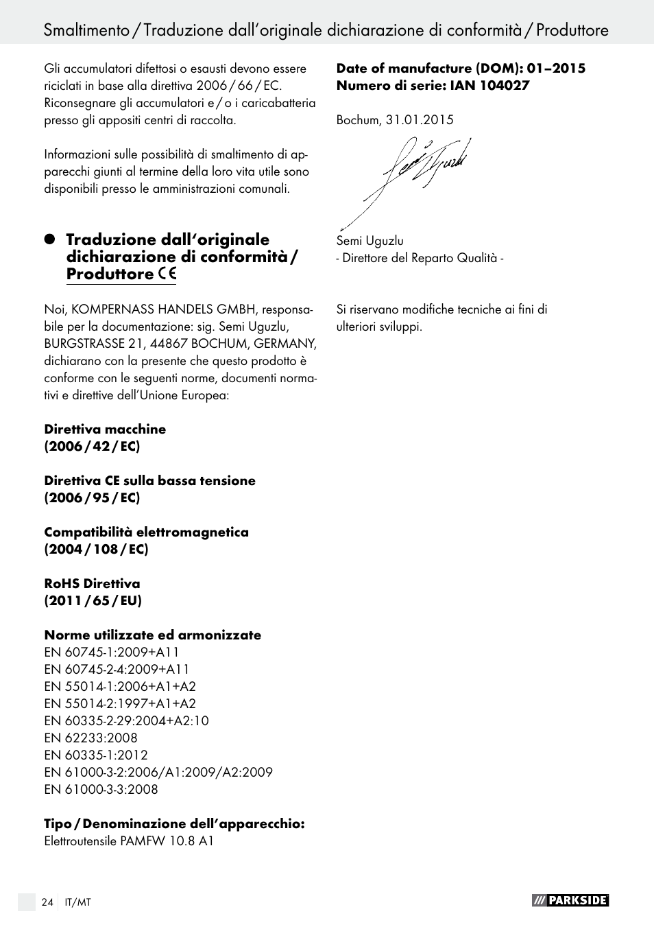 Índice | Parkside PAMFW 10.8 A1 User Manual | Page 24 / 55