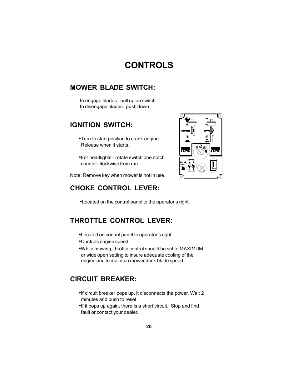 Controls | Dixon 12881-106 User Manual | Page 20 / 56