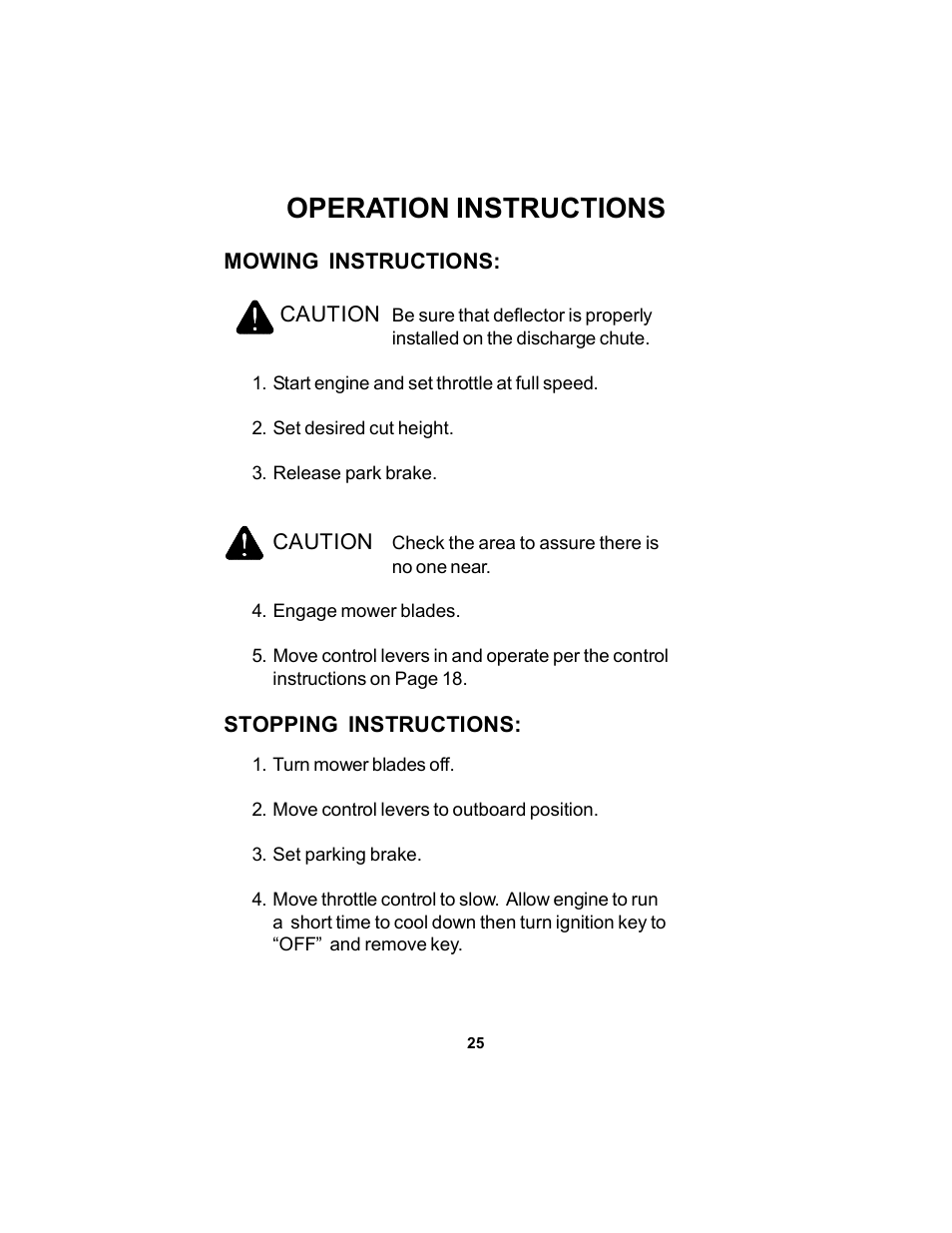 Operation instructions | Dixon 12881-106 User Manual | Page 25 / 56