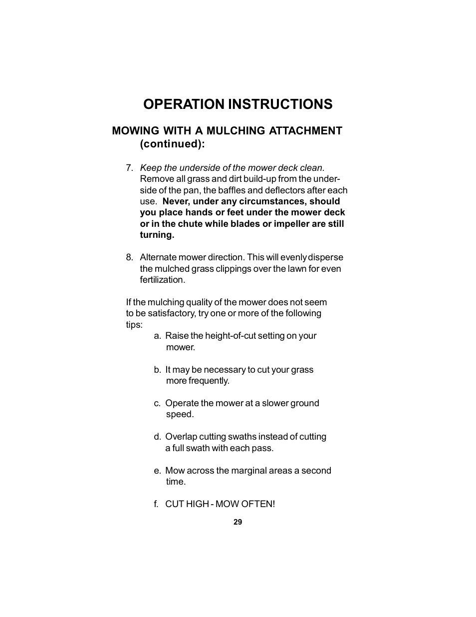 Operation instructions | Dixon 12881-106 User Manual | Page 29 / 56