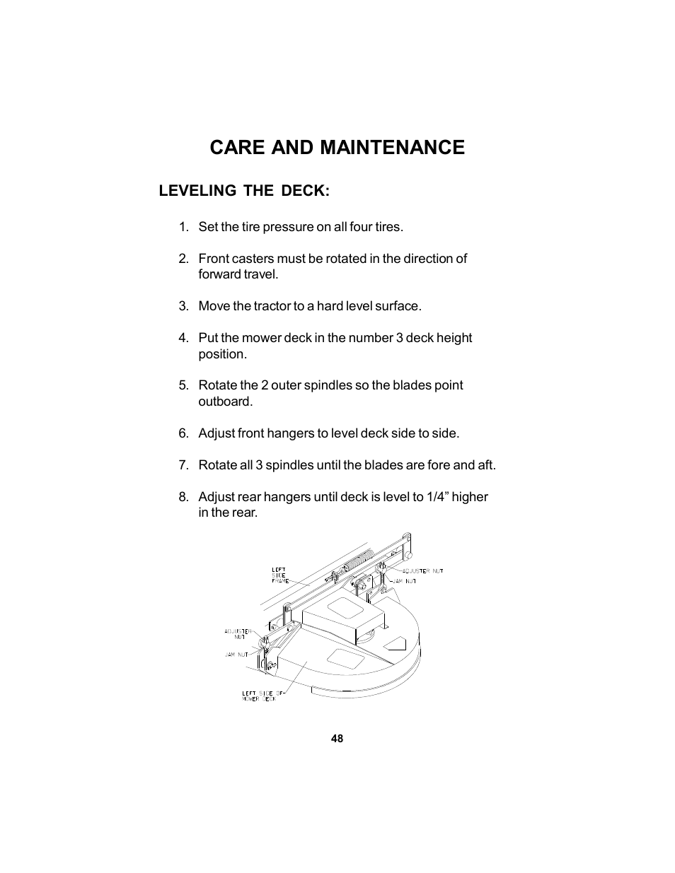 Care and maintenance | Dixon 12881-106 User Manual | Page 48 / 56