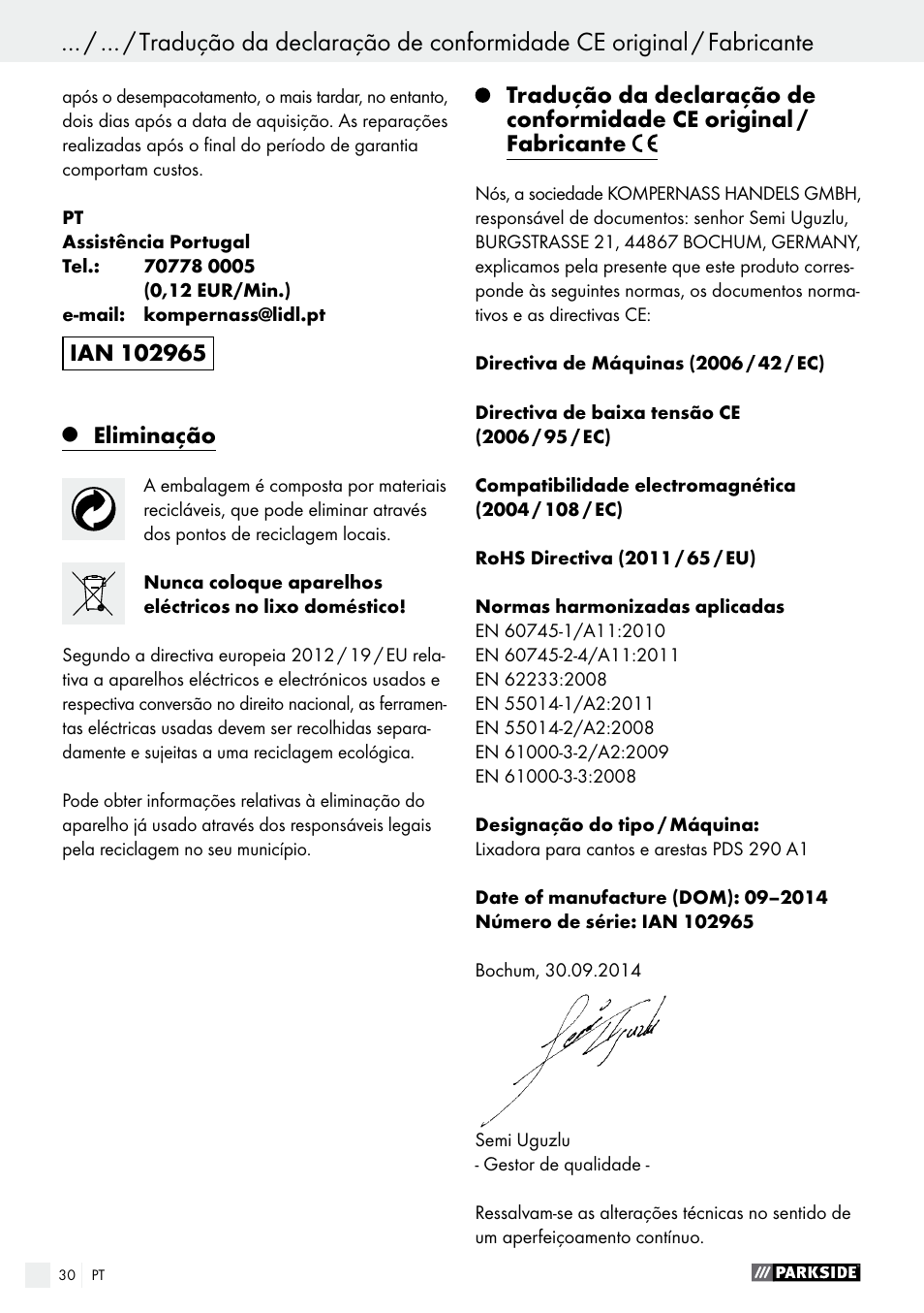 Parkside PDS 290 A1 User Manual | Page 30 / 47