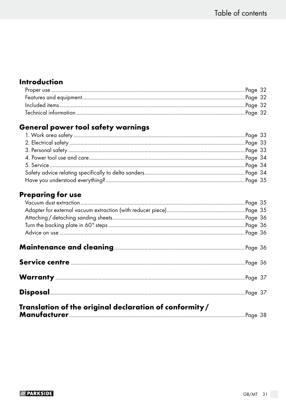 Parkside PDS 290 A1 User Manual | Page 31 / 47