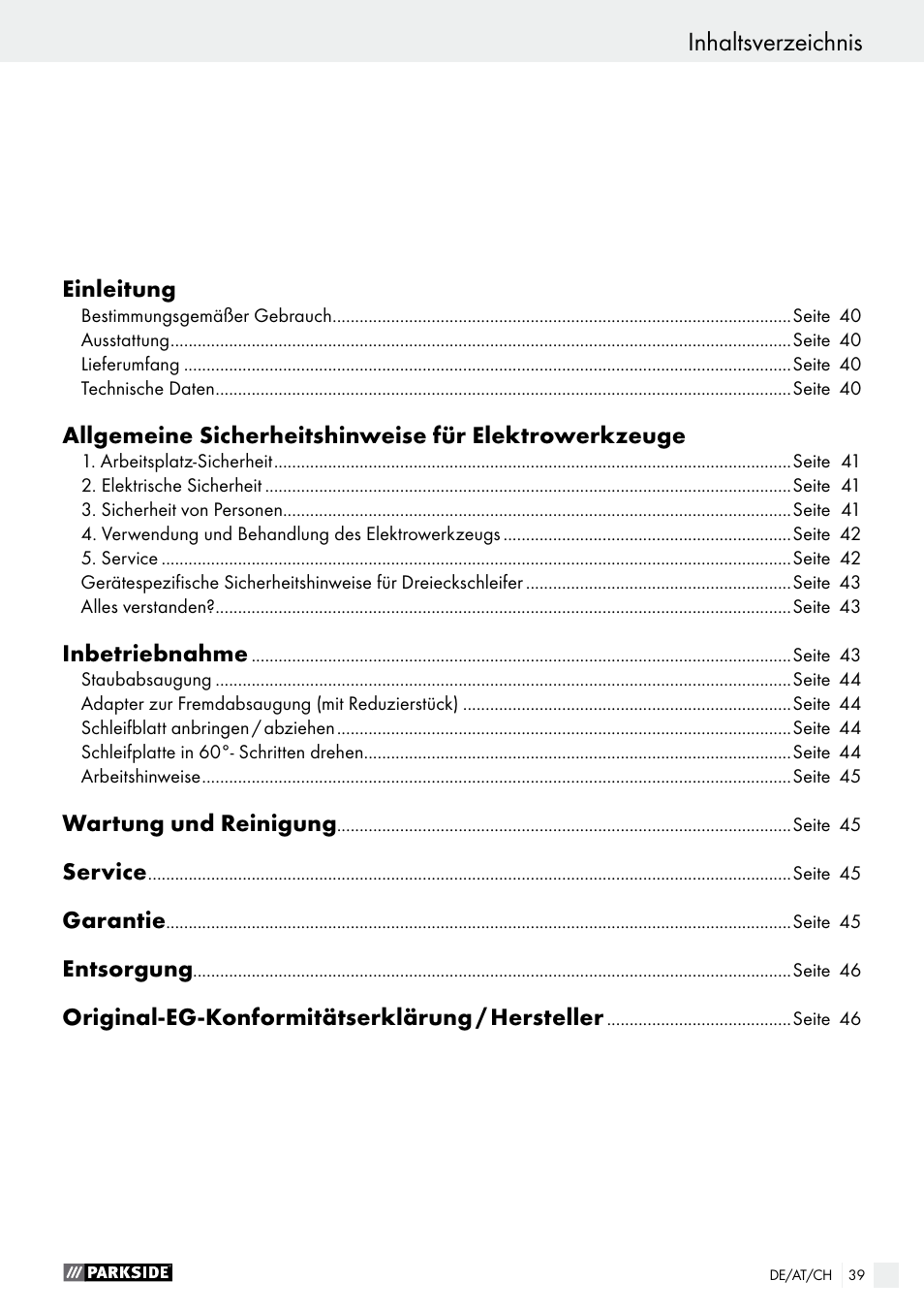 Parkside PDS 290 A1 User Manual | Page 39 / 47