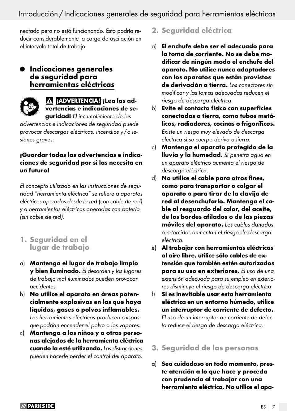 Parkside PDS 290 A1 User Manual | Page 7 / 47