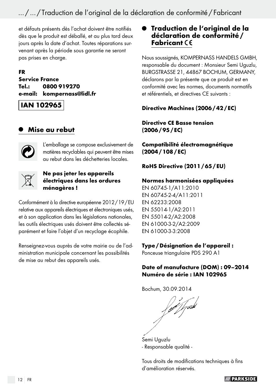 Parkside PDS 290 A1 User Manual | Page 12 / 29