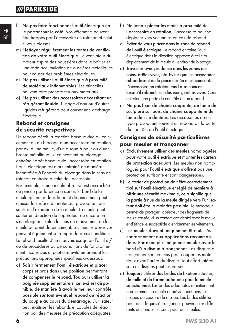 Parkside PWS 230 A1 User Manual | Page 10 / 45