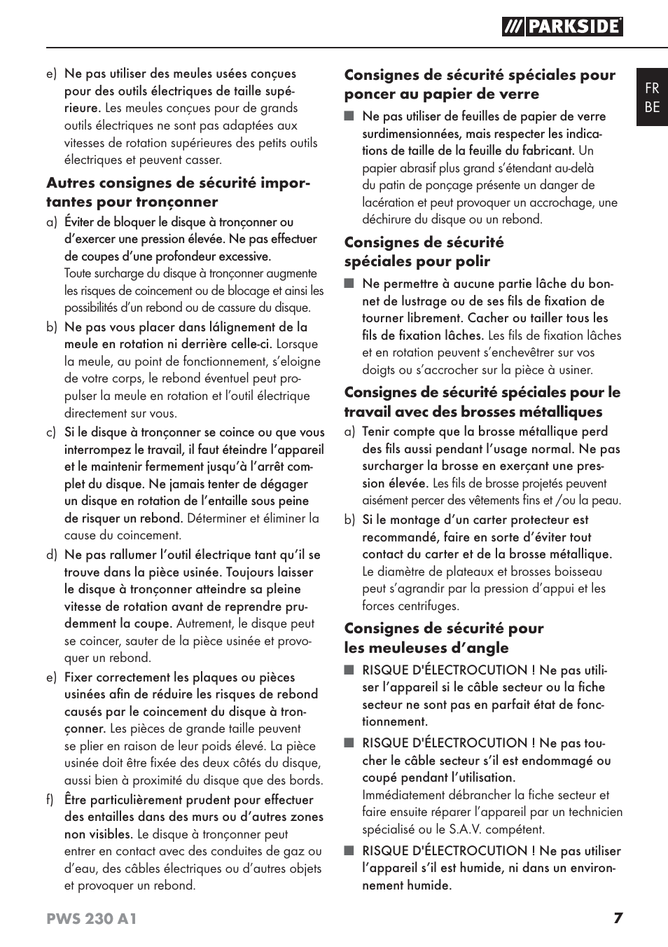 Parkside PWS 230 A1 User Manual | Page 11 / 45