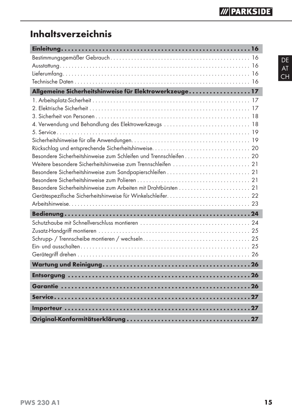 Parkside PWS 230 A1 User Manual | Page 19 / 45