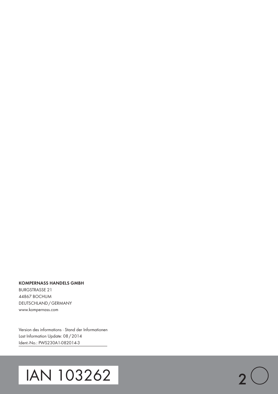 Parkside PWS 230 A1 User Manual | Page 45 / 45