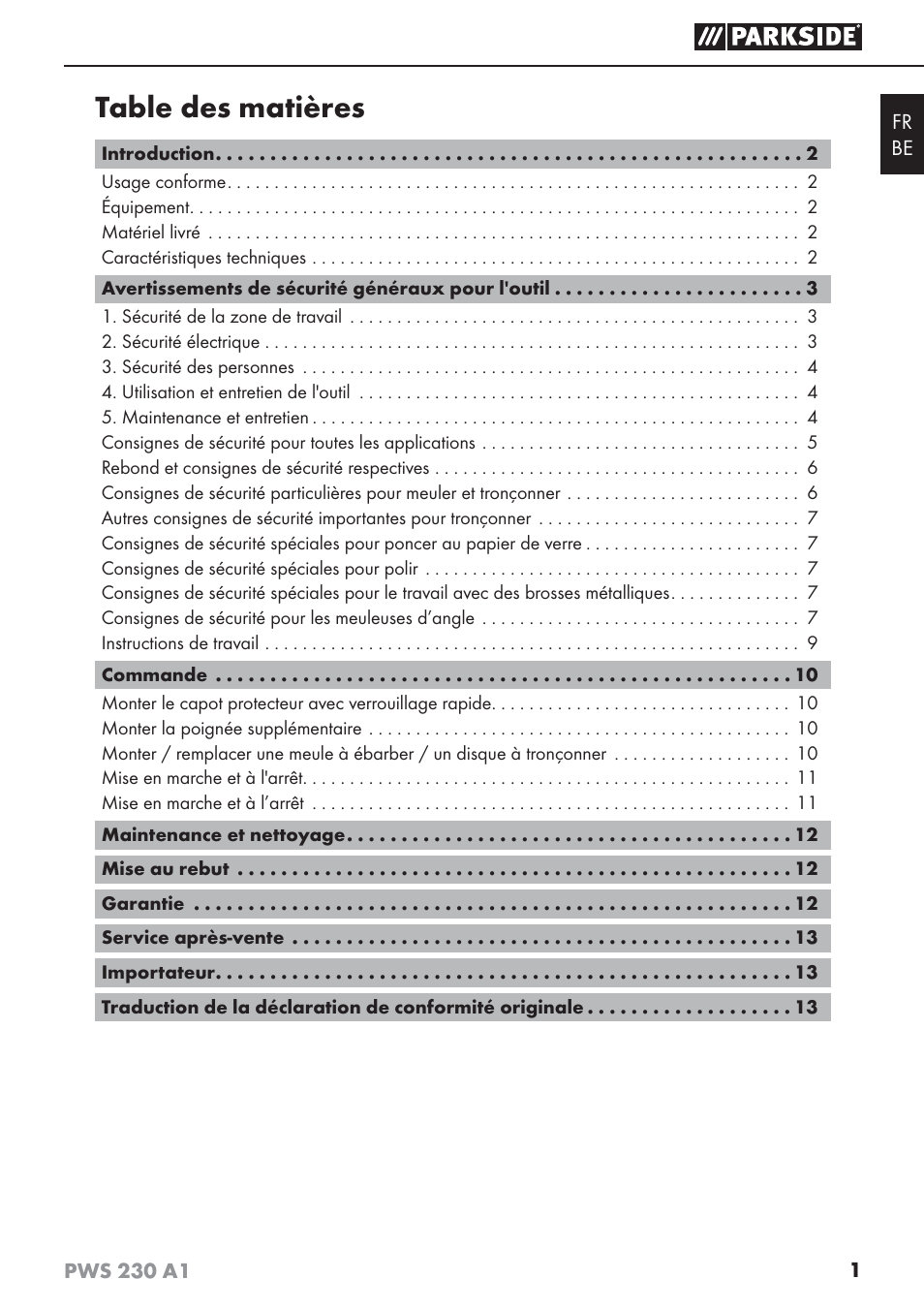 Parkside PWS 230 A1 User Manual | Page 5 / 45