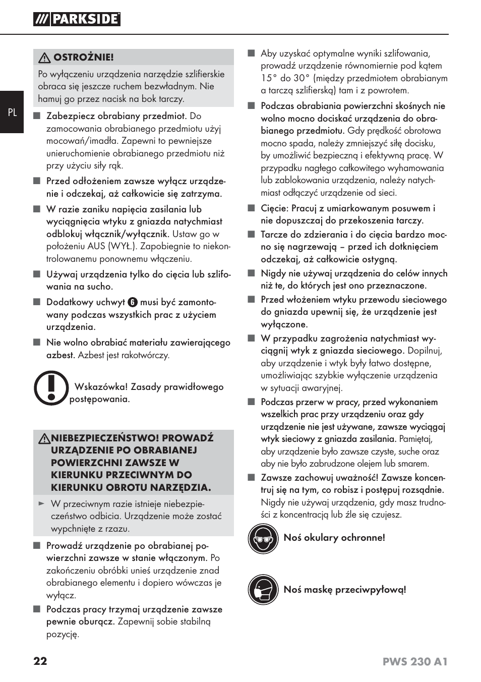 Parkside PWS 230 A1 User Manual | Page 26 / 101