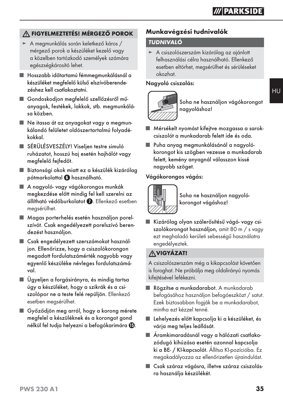 Parkside PWS 230 A1 User Manual | Page 39 / 101