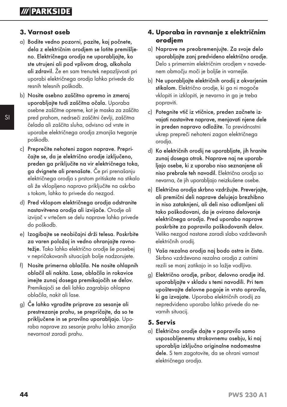 Parkside PWS 230 A1 User Manual | Page 48 / 101