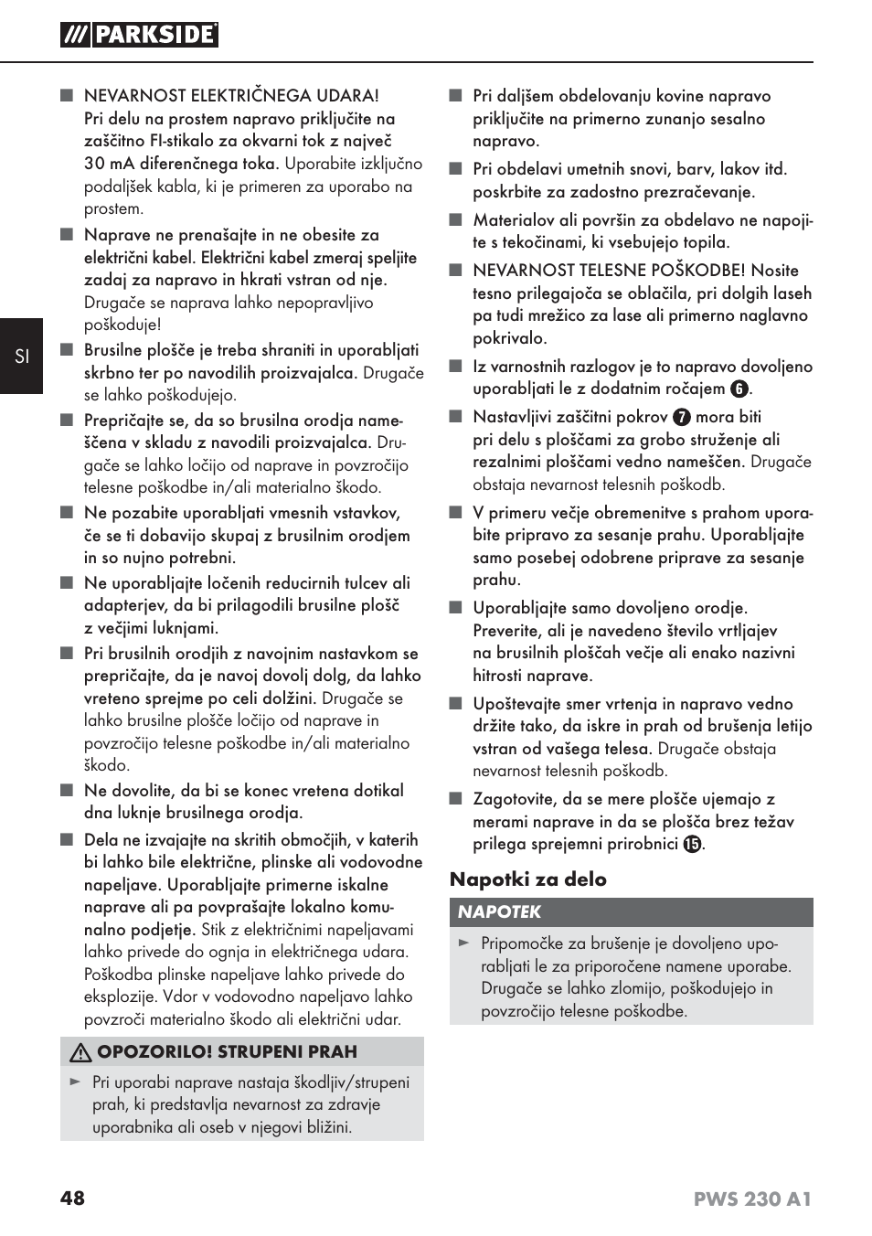 Parkside PWS 230 A1 User Manual | Page 52 / 101