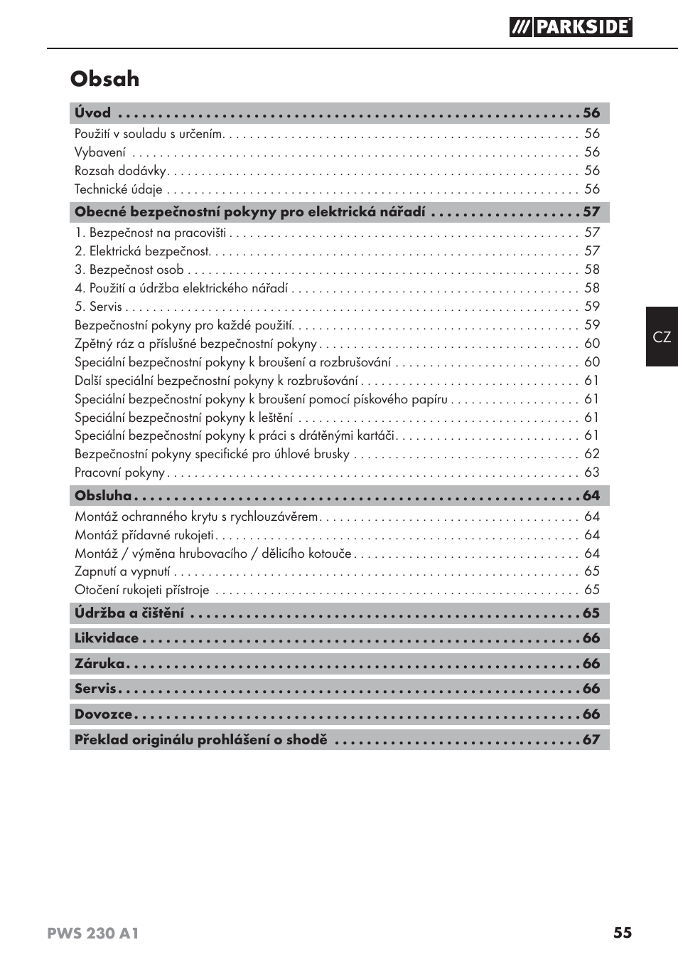 Parkside PWS 230 A1 User Manual | Page 59 / 101
