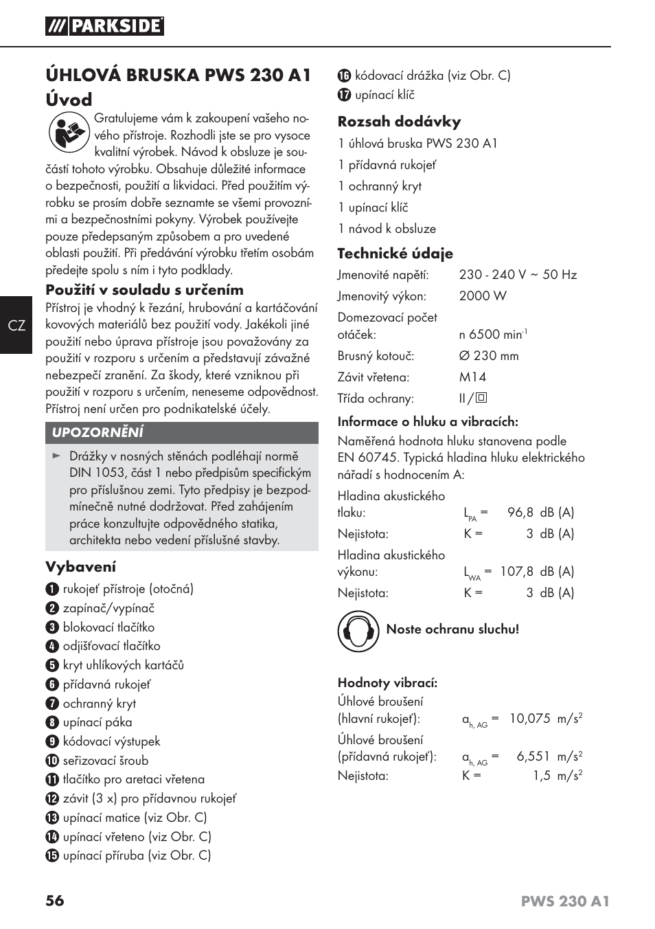 Úhlová bruska pws 230 a1 úvod | Parkside PWS 230 A1 User Manual | Page 60 / 101