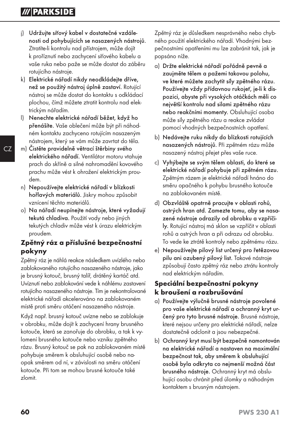 Parkside PWS 230 A1 User Manual | Page 64 / 101