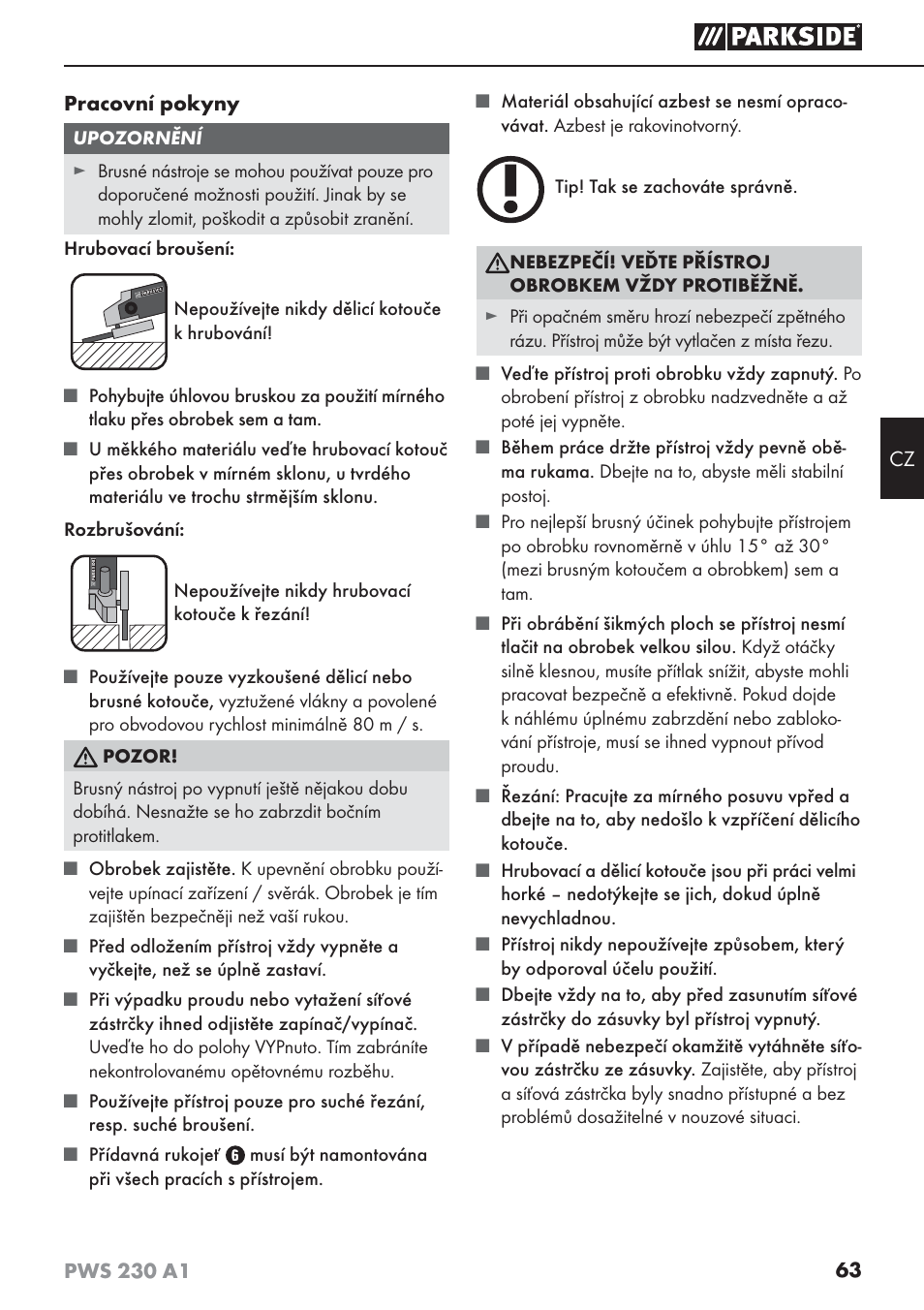 Parkside PWS 230 A1 User Manual | Page 67 / 101