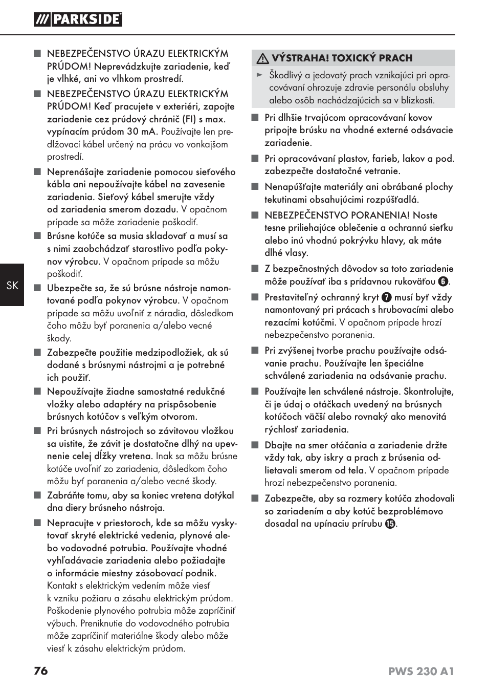 Parkside PWS 230 A1 User Manual | Page 80 / 101