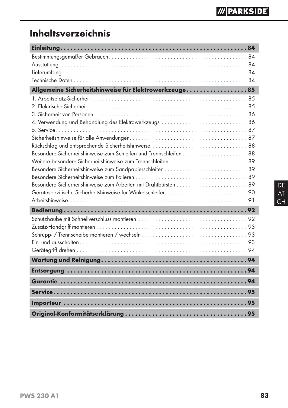 Parkside PWS 230 A1 User Manual | Page 87 / 101