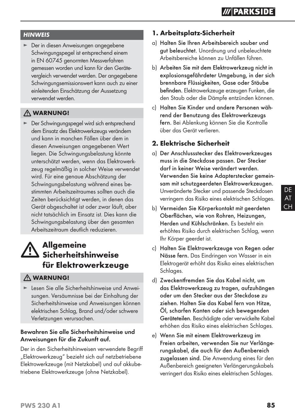 Parkside PWS 230 A1 User Manual | Page 89 / 101