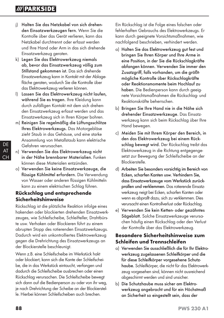Parkside PWS 230 A1 User Manual | Page 92 / 101